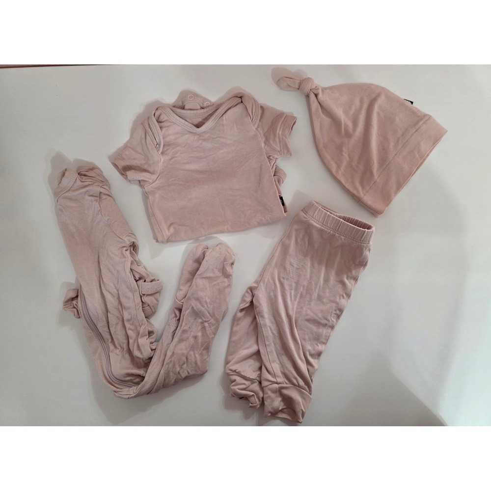 Kyte Baby Blush Pink Bundle Footie Onesie Pants Hat 0-3M